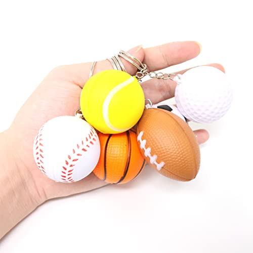 Honbay 6PCS Foam Sports Ball Keychains Lightweight Soccer Football Baseball Basketball Tennis… - Image 3