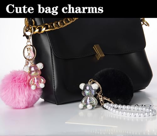YOU WIZV Teddy Bear Keychain, Cute Bling Keychains for Women and Puff… - Image 8
