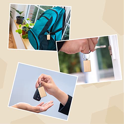 20 Pieces Blank Wooden Key Chain, Rectangle Wood Blanks for Key Chains,… - Image 7