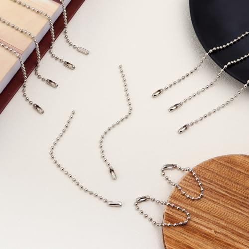 Lemonkey 100Pcs Ball Beads Chain Bulk, Silver Keychain Rings, 4 Inch Dog… - Image 6