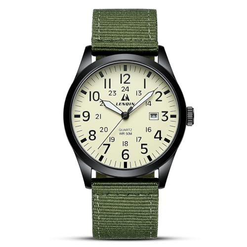 LN LENQIN Mens Watches Unisex Military Sport Nylon Strap Stylish Luminous Fashion…