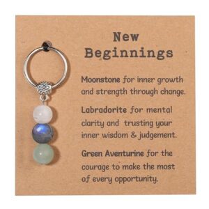 GINAZL New Beginnings Gifts for Women, Natural Crystals Keychain Coworker Leaving Gift…