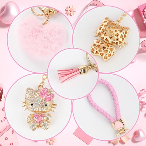 Cute Bling Rhinestone Keychain Gift with Poom Poom Plush Ball Tassel Ornament… - Image 7