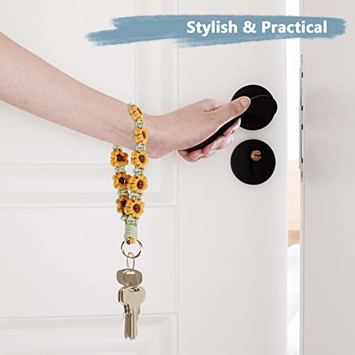 elephtree Boho Macrame Keychain Wristlet Keychain Weave Exquisite Keyring Holder Bracelet Handmade… - Image 4