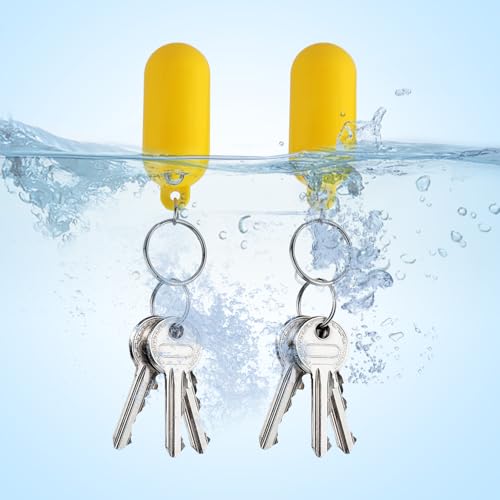 NQEUEPN 2pcs Boat Floating Keychains, 2.56x0.98in Yellow Buoy Float Key Pendant, Oval… - Image 3