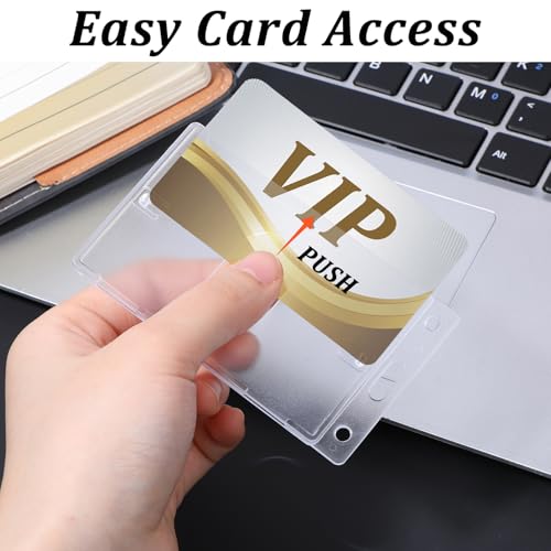 4Pcs Plastic ID Card Holder, Clear Badge Holder with Keyring Card Holder… - Image 4