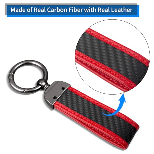 Real Carbon Fiber Keychain,Minimalist Leather Edges,Car Key Fob Chain Holder,Keychains Replacement,Keychains for… - Image 2