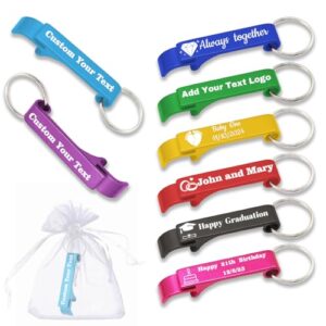 SYSTUTY 100pcs Personalized Aluminum Bottle Opener Keychains with Engraved Text Logo, Customized…