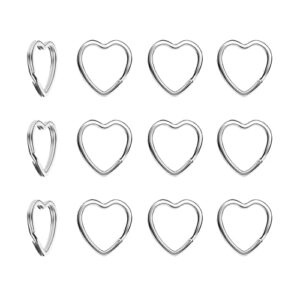 12pcs Creative Key Ring Keychain Heart Shape Silver Metal Flat Split Key…
