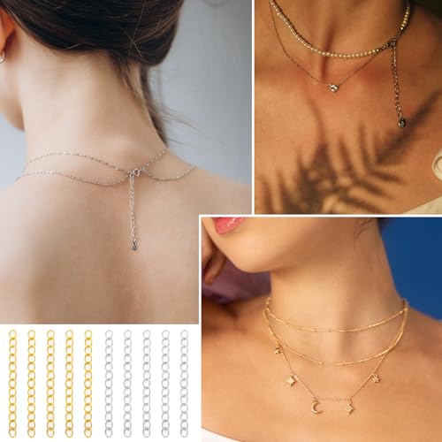 200Pcs Chain Extender for Jewelry Making, Silver and Gold Extension Tails for… - Image 4