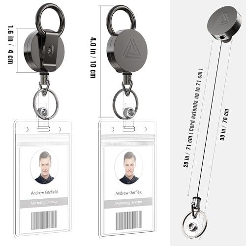 2 Pack Heavy Duty Metal Retractable Badge Holder Reel with Belt Clip… - Image 5