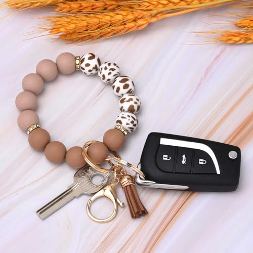 BAOSIWA Silicone Beaded Keychain Wristlet Key Ring Bracelet Cute Coffee Car Key… - Image 4