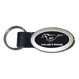 Ford Mustang Black Oval Leather Key Fob Authentic Logo Key Chain Key…