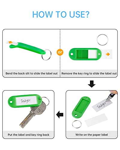 Teskyer 56 Pack Plastic Key Tags with Key Chain Ring, Writeable Key… - Image 7