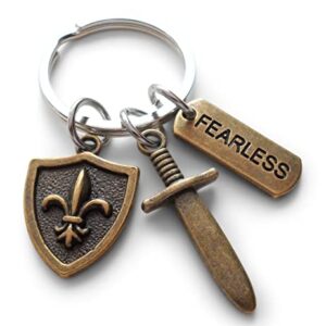 JewelryEveryday Bronze Sword & Shield Keychain, Fantasy Warrior Keychain for Couples &…