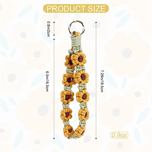 elephtree Boho Macrame Keychain Wristlet Keychain Weave Exquisite Keyring Holder Bracelet Handmade… - Image 3