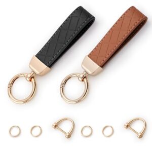 Handlive 2 Pack Leather Keychains, Car Key chains for women men, Key…