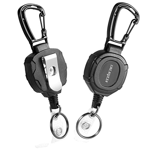 SHENGXIN 2 Pack Retractable Keychain Heavy Duty Carabiner Badge Holder, Tactical ID… - Image 2