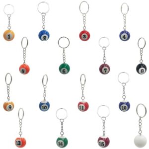 Cxtiy 16pcs Pool Ball Keychain, Car Keychains Set for Men, Sports Gifts…