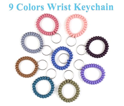 Oligei 9 Colors Wrist Keychain, Key Chain Wristlet Retractable Spiral Coil, Key… - Image 2