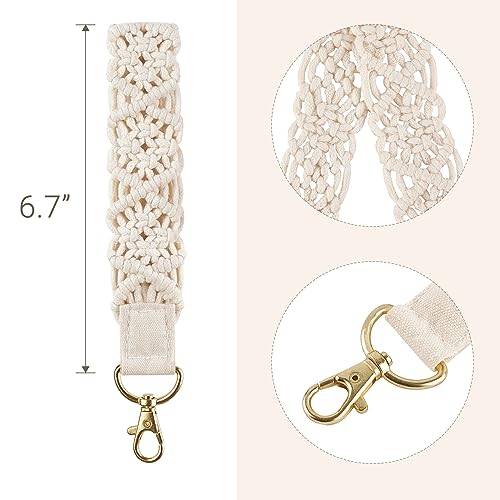 Mkono Macrame Key Chain Cute Keychain Wristlet Lanyard Boho Woven Wrist Lanyard… - Image 4