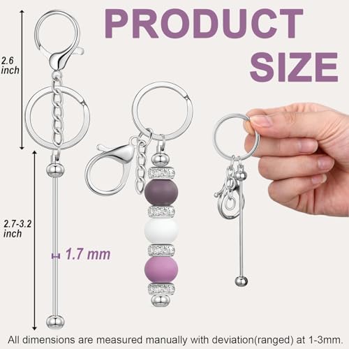 YUESEK 20/40pcs Beadable Keychain Bars Bulk Blank Creative Cute Keychains Bar for… - Image 3