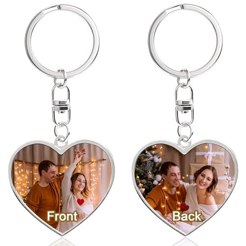 JUBOPE Custom Keychain with Picture Personalized Photo Keychains Customized Engraving Text Key…