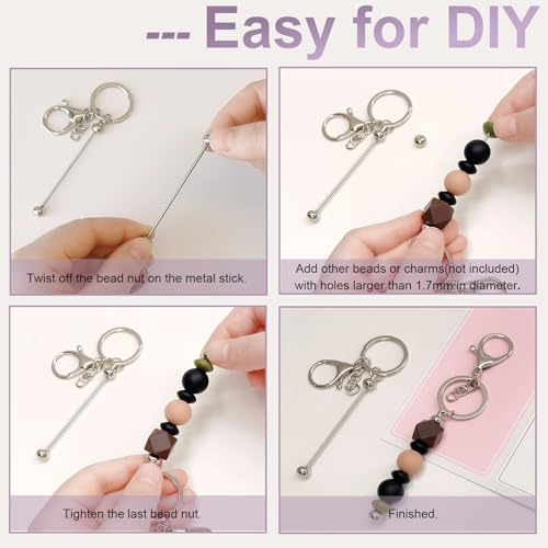 YUESEK 20/40pcs Beadable Keychain Bars Bulk Blank Creative Cute Keychains Bar for… - Image 4