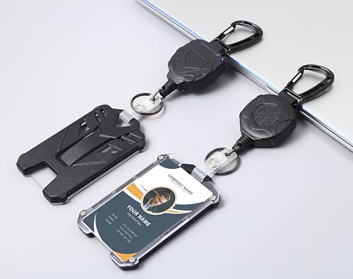 Badge Holder Retractable Clip Heavy Duty Carabiner Badge Reel Keychain with Lanyard… - Image 2