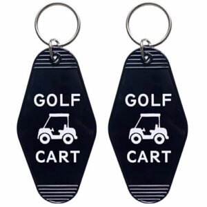 Jgrprlq 2pcs Golf Cart Keychain Plastic Retro Motel Golf Cart Key Chain…