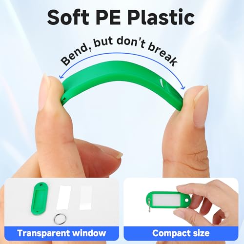 Teskyer 56 Pack Plastic Key Tags with Key Chain Ring, Writeable Key… - Image 3