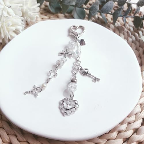 Cute Keychain Aesthetic Y2K Keychain Accessories Cute Heart Butterfly Strawberry Bear Key… - Image 2