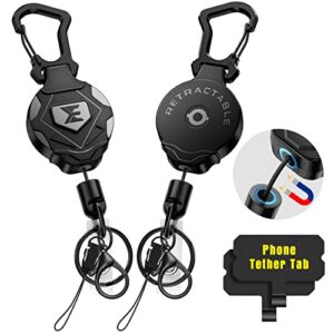 ELV Heavy Duty Retractable Keychain with Magnetic Closure and Carabiner, ID Badge…