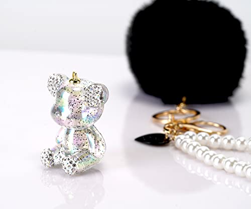 YOU WIZV Teddy Bear Keychain, Cute Bling Keychains for Women and Puff… - Image 9