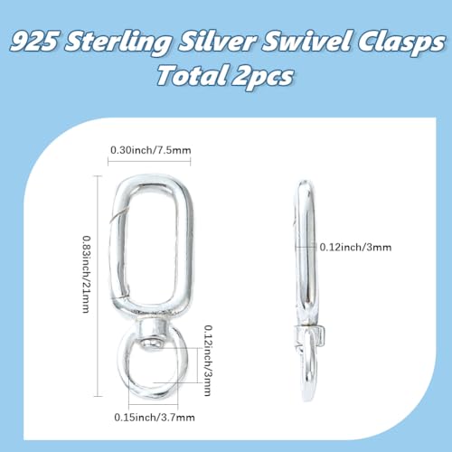 SUNNYCLUE 1 Box 2Pcs 925 Sterling Silver Key Chain Rings Oval Keychain… - Image 2