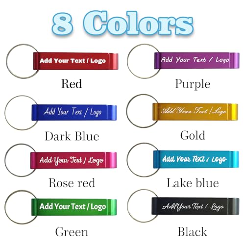 SYSTUTY 100pcs Personalized Aluminum Bottle Opener Keychains with Engraved Text Logo, Customized… - Image 2