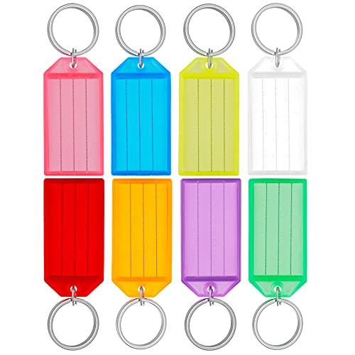 Uniclife 20 Pack Tough Plastic Key Tags with Split Ring Label Window,…