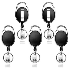 Teskyer Badge Reel, 5 Pack Retractable Badge Holders with Carabiner Belt Clip…