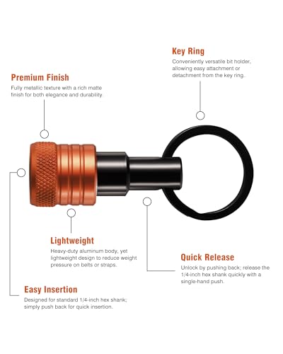 Bit Holder Key Chain 12 Pcs Set, 1/4 inch Socket Hex Shank… - Image 2