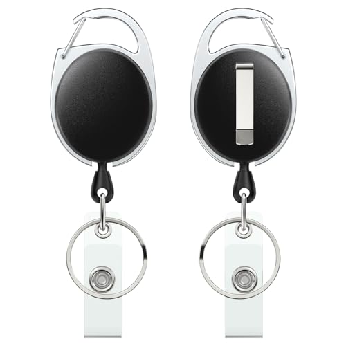 Uniclife 2 Pack Retractable Badge Reel for Badge Holder Heavy Duty Retractable…