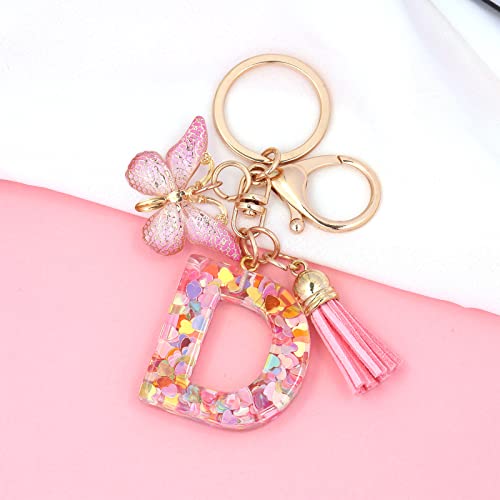 OKAICEN Fashion Alphabet Initial Letter Keychain Tassel Butterfly Pendant Key Ring for… - Image 3