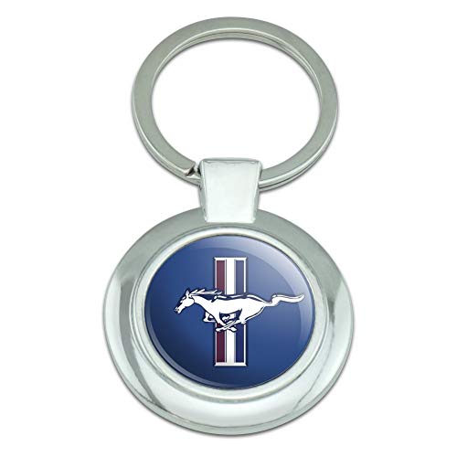 GRAPHICS & MORE Ford Mustang Logo Keychain Classy Round Chrome Plated Metal