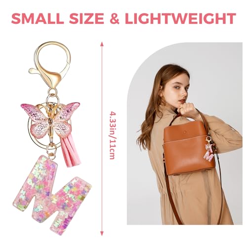 Fmeida Keychains for Women Cute Resin Letter Keychain Pink Initial Keychains for… - Image 2