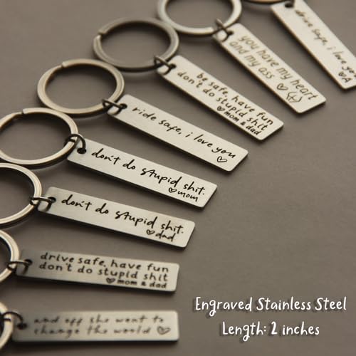 HubbgDesign Key Chain Drive Safe I Love You Engraved Initial Personalized Gift… - Image 4