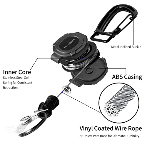 SHENGXIN 2 Pack Retractable Keychain Heavy Duty Carabiner Badge Holder, Tactical ID… - Image 6