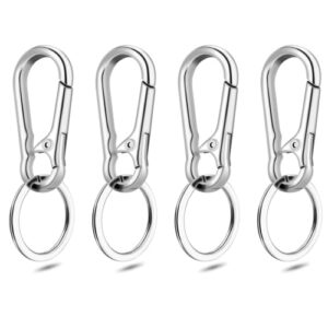 4Pack Small Keychain Rings, Metal Key Carabiner Clip, Mini EDC Key Ring…