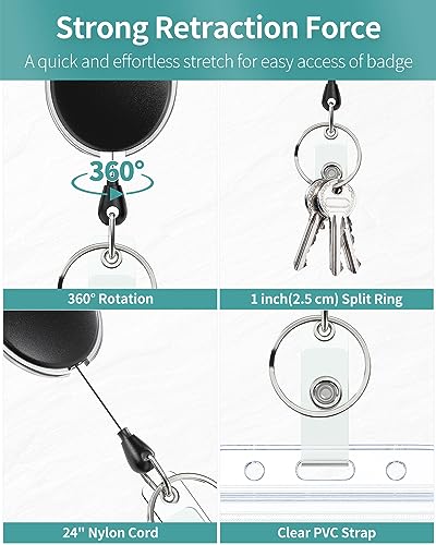 Uniclife 2 Pack Retractable Badge Reel for Badge Holder Heavy Duty Retractable… - Image 5