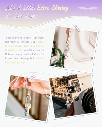 YETOOME 20 Pcs Angel Pearl Beads Pendant Keychain, Angel Fairy Mixed Stone… - Image 6