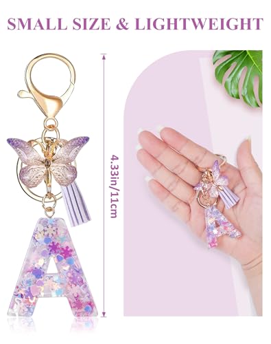 Fmeida Initial Letter Keychains for Women Girls Cute Tassel Butterfly Name Key… - Image 2
