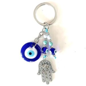 Dinaauto Turkish Evil Eye Keychain Handmade Alloy Keyring Good Luck Pendant Charms…